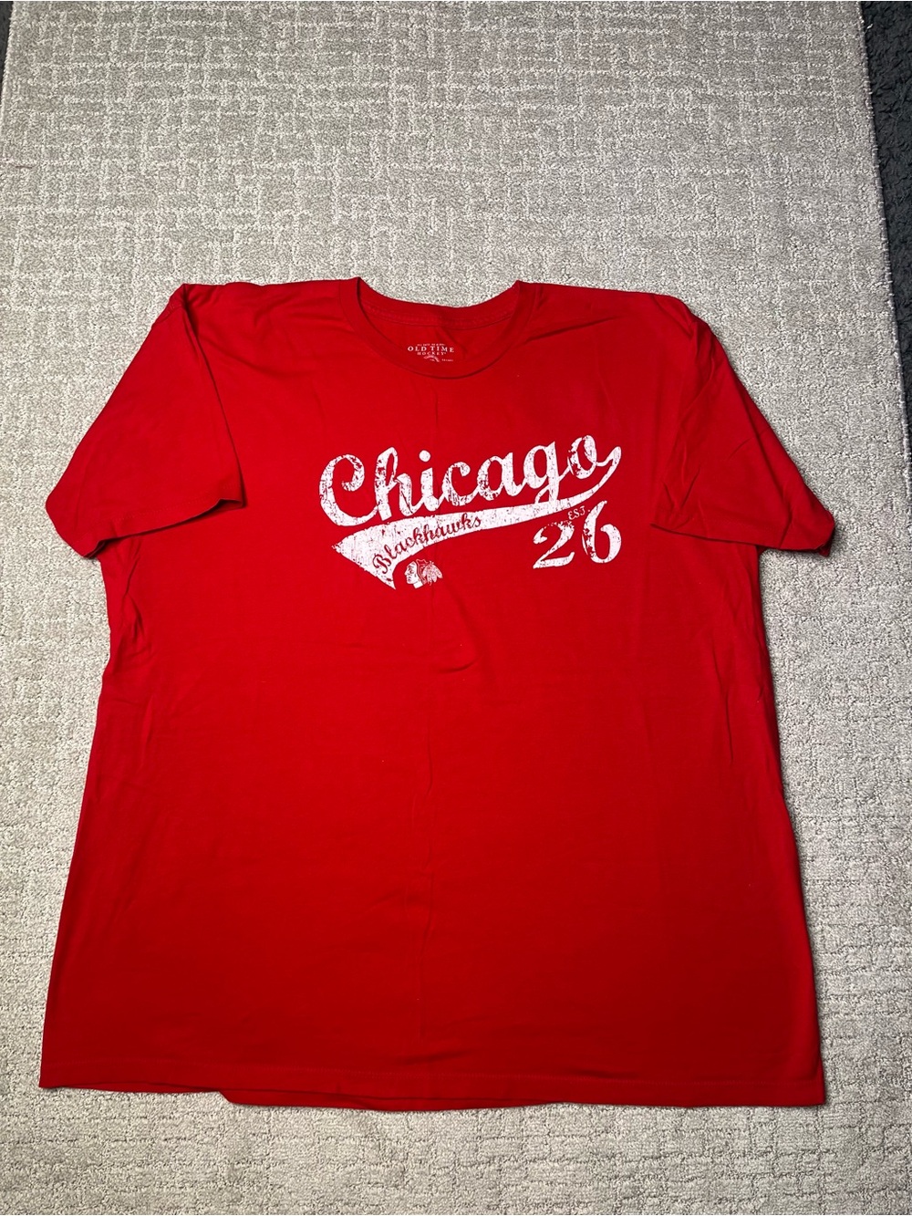 Old Time Hockey NHL Chicago Blackhawks Red Graphic T Shirt Mens 2XL Jersey Vtg